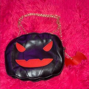 Edgy Black and Red Mini Bag with Chain